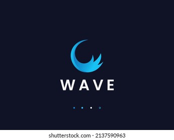 creative blue sea wave logo design template