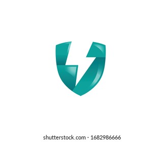 Ilustración del vector de diseño con logotipo Blue Shield Thunder Creative