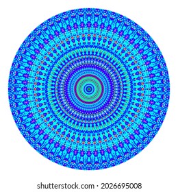 Creative blue squares round symbol. Abstract symmetrical logo. Mosaic aqua beautiful squares. Circle modern squares floral art icon. Blue pattern ornament wheel decorative illustration.