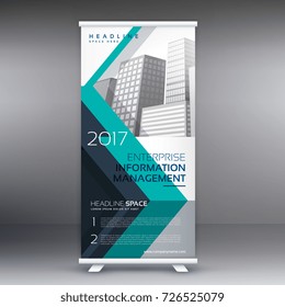 creative blue standee roll up banner design template