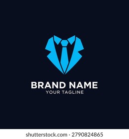 Creative blue suit and tie illustration forming a diamond shape, perfect for formal wear brands, consulting firms, and professional business services.