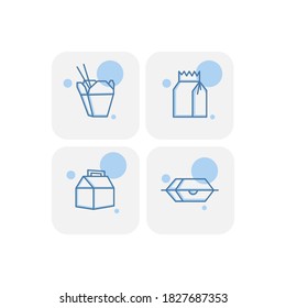 Creative blue take away icons design vector