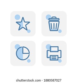 Creative blue useful web icons design isolated on white background