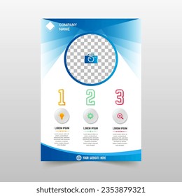 Creative Blue and White Business Flyer Template With Curved Shapes, can be used for business designs, presentation designs or any suitable designs.