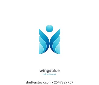 Creative blue wings people logo