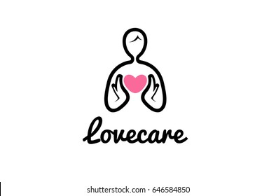 Creative Body And Heart Holding Logo Vector Design Illustration