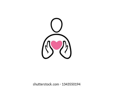Creative body Heart Logo Design Vector Symbol Illustration