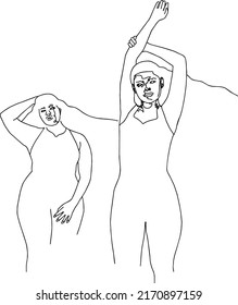 Creative body positive line art illustration