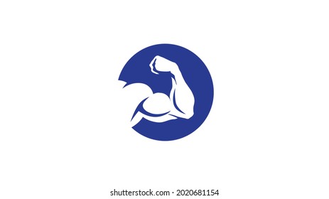 creative bodybuilding bicep logo vector symbol 