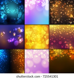Creative bokeh light abstract texture colorful blur background ornament vector illustration.
