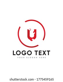 Creativo negrita tipo de letra floral plantilla de logotipo U, logotipo vector para identidad empresarial y de empresa 