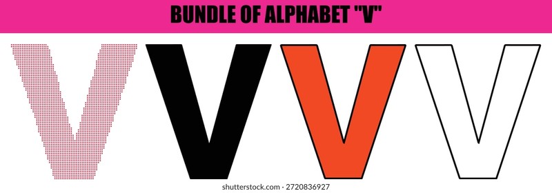 Creative Bold Letter 'V' Dotted Art: ilustración Abstractas de arte con puntos en mayúscula 'V', silueta minimalista de arte lineal para capital de riesgo, startups tecnológicas e identidad tipográfica innovadora.