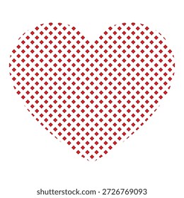 Creativo audaz símbolo de corazón rojo con sofisticado estilo de lunares textura de diamante y efecto de cuadrícula artística aislado en blanco, ideal para proyectos románticos de Profesional, gráficos modernos de cartas de amor, temas de decoración de celebración de Boda, contenido de medios de marketing digital, campañas de recaudación de fondos de caridad para la salud del corazón, Profesional sin fines de lucro de marca,  único de la ropa para parejas con estilo, fondos de tarjetas de felicitación minimalistas, Ilustraciones digitales de alta resolución para el Diseño web, elegantes íconos de App móviles, arte simbólico moderno para redes sociales, materiales educativos creativos sobre emociones, hermosos temas de celebración de la vida y pantallas de medios artísticos de alta calidad