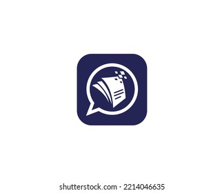 Creative Book APP E-learning logo Design template. Book App Education Technology Vector Icon.