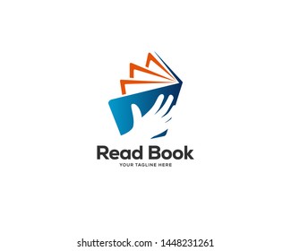 creative book concept logo design template, hand keep book logo design