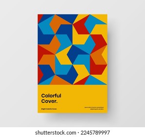 Creative book cover A4 design vector template. Premium geometric hexagons corporate brochure layout.
