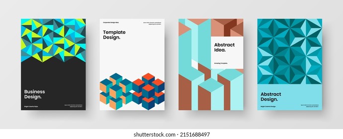 Creative book cover A4 vector design template composition. Modern mosaic shapes front page layout bundle.