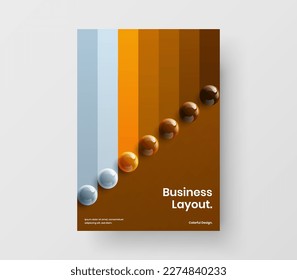 Creative book cover A4 vector design template. Fresh realistic balls handbill illustration.