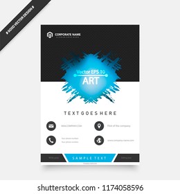 Creative book cover design. Abstract composition with image. Set of A4 brochure title sheet. Blue green, turquoise colored geometric shapes. Interesting vector illustration. Minimalistic style.