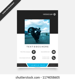 Creative book cover design. Abstract composition with image. Set of A4 brochure title sheet. Blue green, turquoise colored geometric shapes. Interesting vector illustration. Minimalistic style.