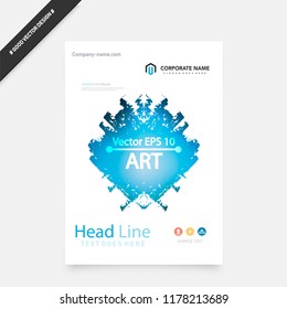 Creative book cover design. Abstract composition with image. Set of A4 brochure title sheet. Blue green, turquoise colored geometric shapes. Interesting vector illustration. Minimalistic style.