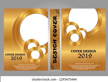 Creative book cover design. Abstract composition with image. Set of A4 brochure title sheet. Blue green, turquoise colored geometric shapes. Interesting vector illustration. Minimalistic style. - Vect