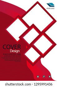 Creative book cover design. Abstract composition with image. Set of A4 brochure title sheet. Blue green, turquoise colored geometric shapes. Interesting vector illustration. Minimalistic style. - Vector