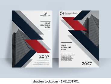 Creative book cover design. Abstract composition with geometric shapes. Set of A4 brochure title sheet. Shiny red dark on white background. Interesting vector illustration. Minimalistic style