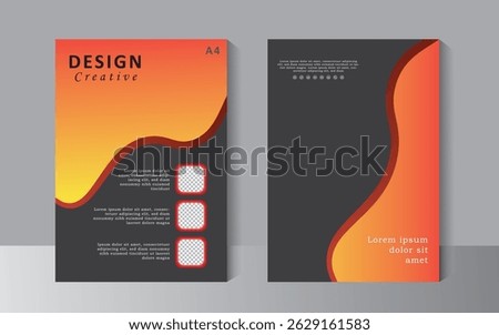 Creative Book Cover Design Template in A4 with ash, orange and red. Brochure, Annual Report, Magazine,Poster, Business Presentation, Portfolio, Flyer, Banner, Website, template with three steps,
