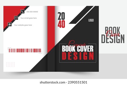 Creative book cover template red and black color vector.