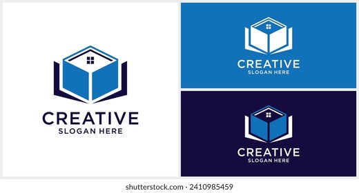 Diseño de libros creativos y plantilla de diseño de logotipos de construcción en casa