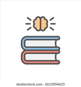 creative book filled outline icon. knowledge color line illustration.