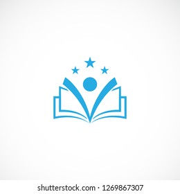 Creative book happy people logo design. about reaching for a dream by learning