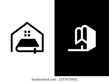 diseño de logotipo de casa de libro creativa vectorial	