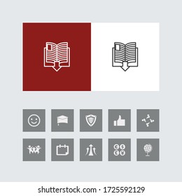 Creative Book Line Icon with Bonus Icons. 