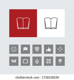 Creative Book Line Icon with Bonus Icons. 