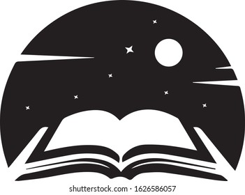 Creative Book + nature  Concept Logo Design Template, Education Logo (Sky,Star Book )