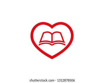 Creative Book Read Heart Logo Design Symbol Vector Illustration