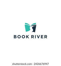 Creative Book River logo design vector illustration. Education Concept