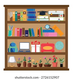 Kreatives Buchregal Vektorgrafik für Innenarchitektur