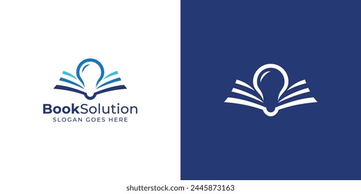 Creative Book Solution Logo. Book and Light Bulb with Minimalist Style. College, Study, Campus. Eduaction Logo Icon Symbol Vector Inspiration.