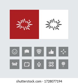 Creative Boom Splash Line Icon with Bonus Icons. 