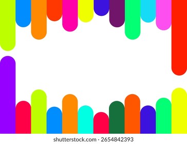 Quadro retangular colorido de borda criativa com modelo de espaço de cópia em branco em branco. Desenho para publicidade, comercial ou texto.
