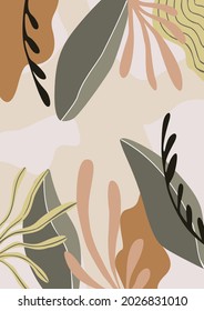Creative botanical art print. Vector illustration.