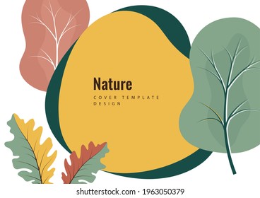 Creative botanical background, oak leaves, trees. Natural product concept. Vector illustration