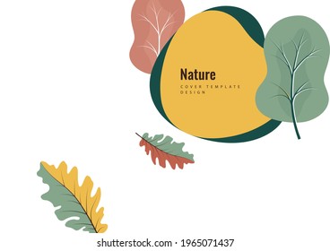 Creative botanical background, oak leaves, trees. Natural product concept. Vector illustration