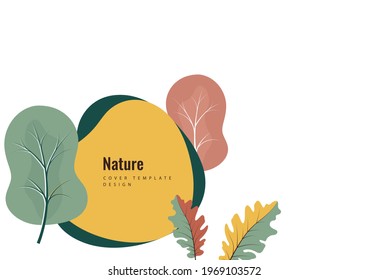 Creative botanical background, oak leaves, trees. Natural product concept. Vector illustration