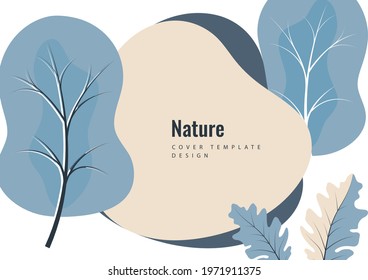 Creative botanical background, oak leaves, trees. Natural product concept. Vector illustration