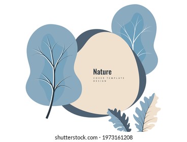 Creative botanical background, oak leaves, trees. Natural product concept. Vector illustration