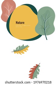 Creative botanical background, oak leaves, trees. Natural product concept. Vector illustration